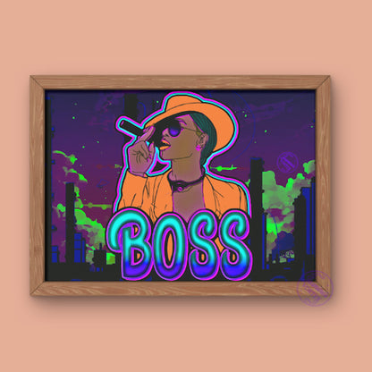 Clean framed view of Boss Energy art