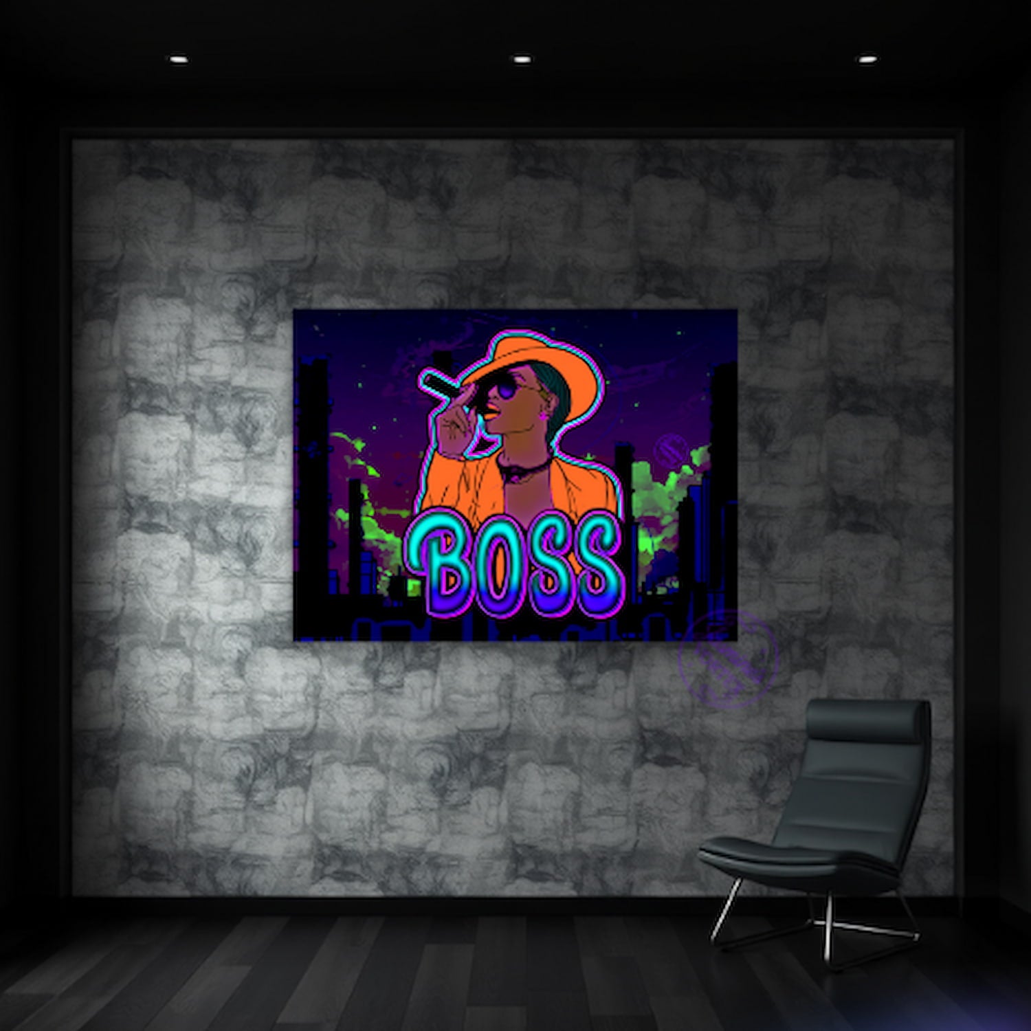 Boss Energy art with bold grey décor