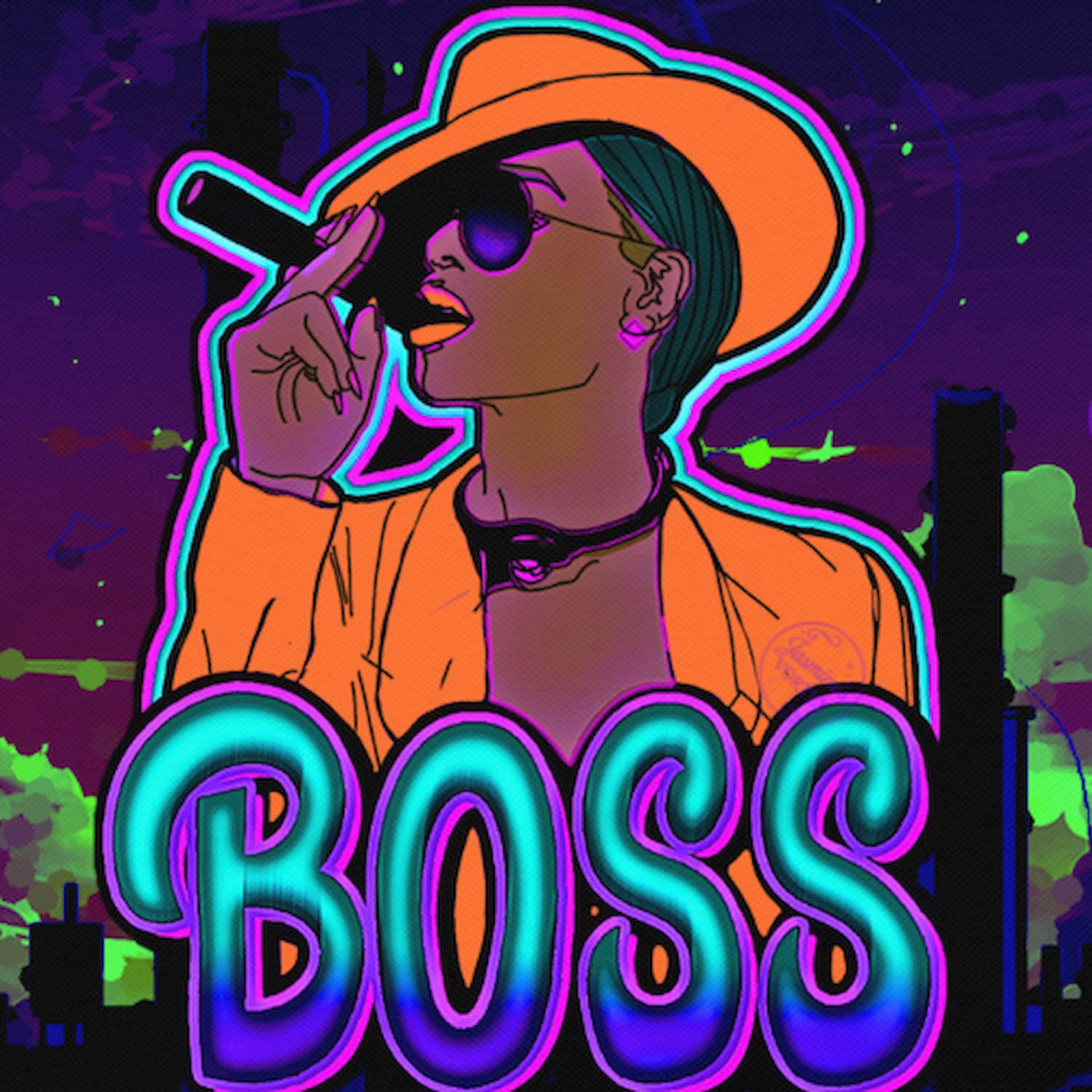 Clean framed view of Boss Energy art